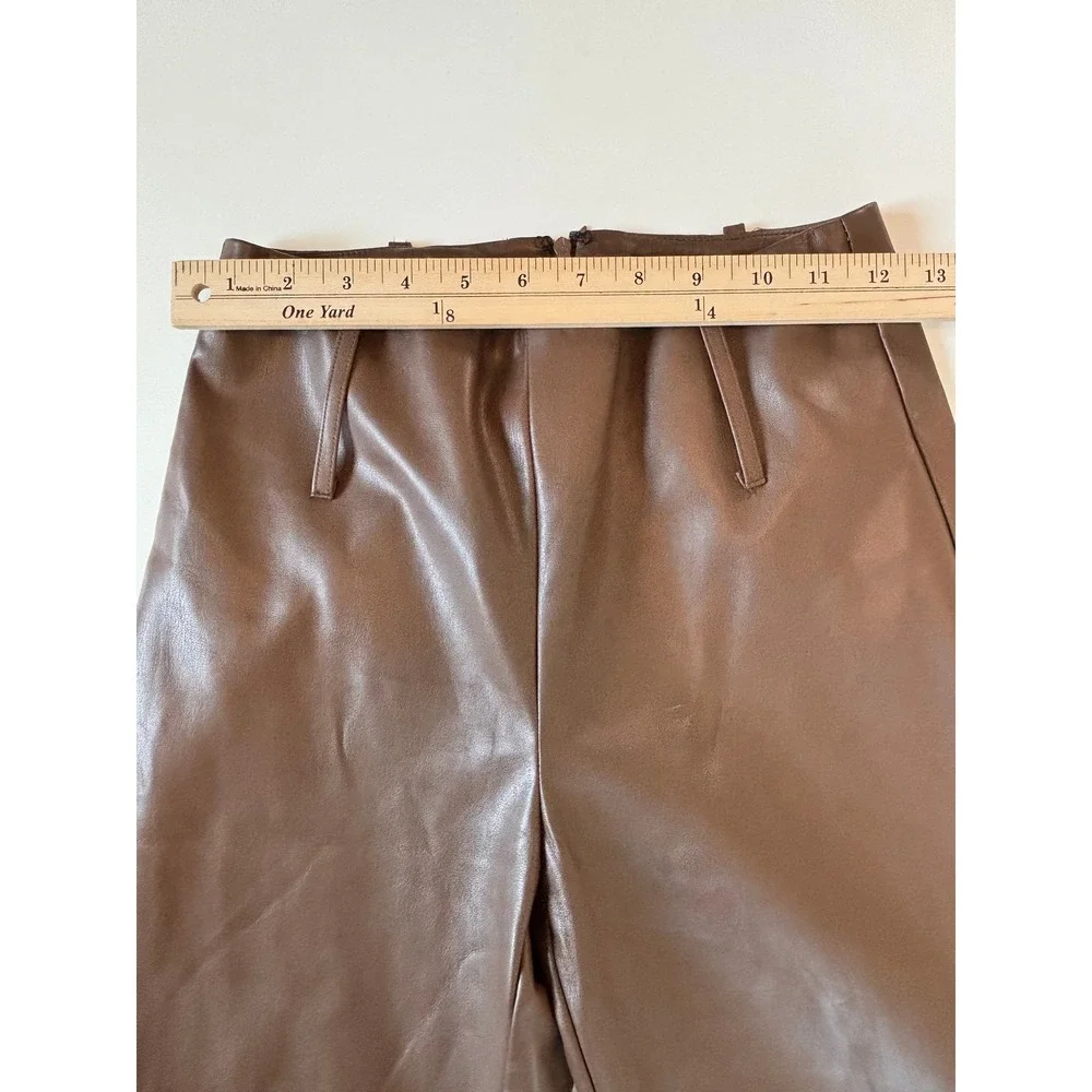 Tiger Mist Flare Leg Pants Brown Womens Size S Faux Leather High Rise Edgy Y2K